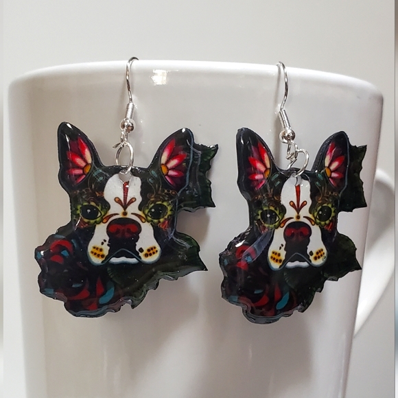 Boston Terrier Earrings - Picture 1 of 1